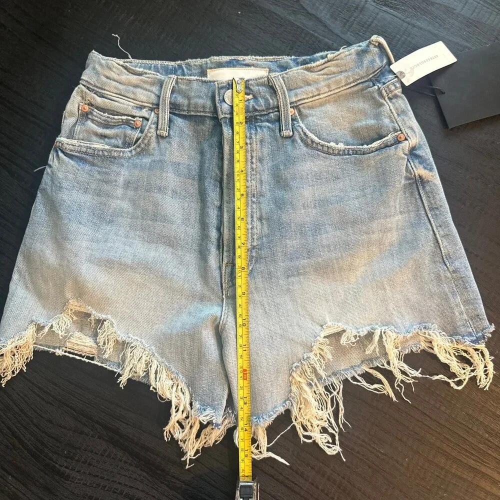 MOTHER "Superior"  NWT Ultra Hise Rise Button Fly Denim Shorts - $228 Retail - Picture 9 of 17